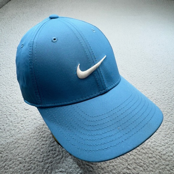 Nike Hat Cap Strap Back Blue Drifit Running Black Underbill Tennis Golf Wicking - Picture 1 of 9